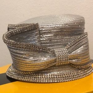 Silver Bling Ribboned Church Hat.